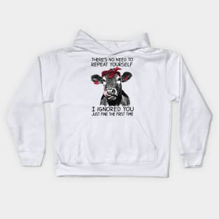 I Ignored You Funny Cow Kids Hoodie